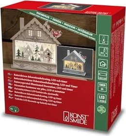Konstsmide Holzsilhouette Haus LED 4x warmweiß
