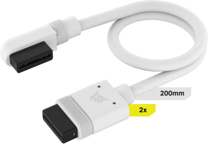 Corsair iCUE LINK Verlängerung, gewinkelt, 20cm, weiß, 2er-Pack