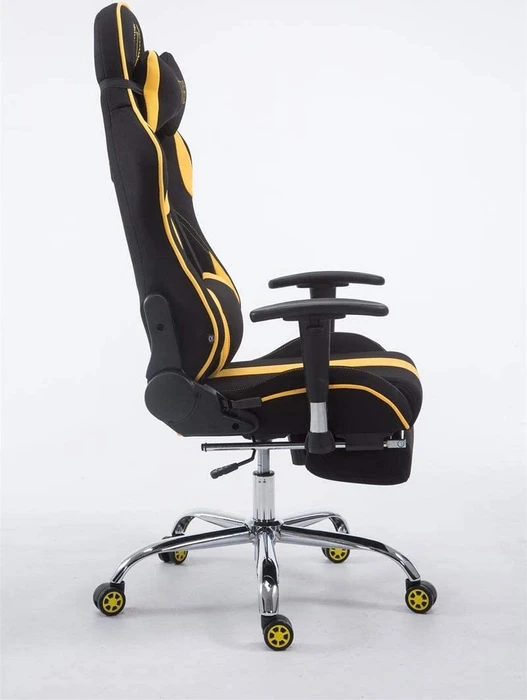 CLP Racing Limit Stoff Gamingstuhl mit Fußstütze, schwarz/gelb