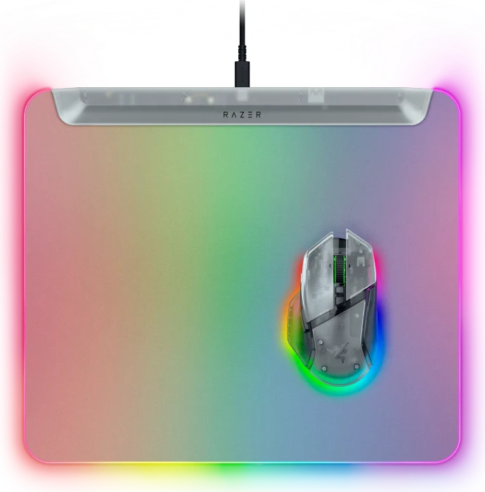 Razer Firefly V2 Pro - Fully Illuminated RGB Gaming Mouse Mat, Phantom White