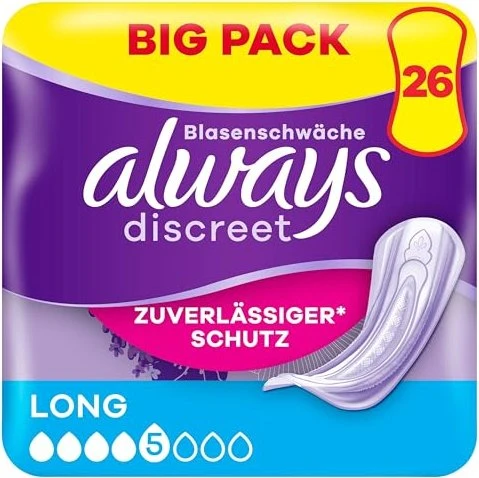 Always Discreet Inkontinenz Long Hygieneeinlage, 26 Stück
