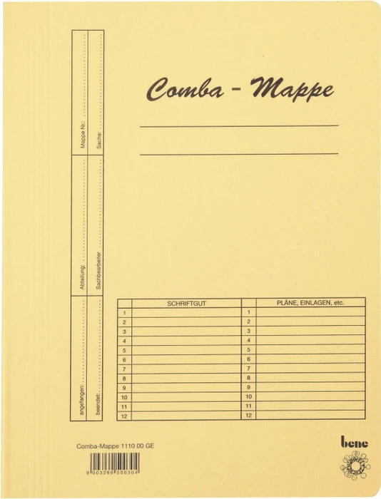 Bene Comba Dreiflügelmappe, A4, gelb