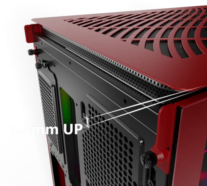 Montech King 95 Pro Vibrant Red, rot, Glasfenster
