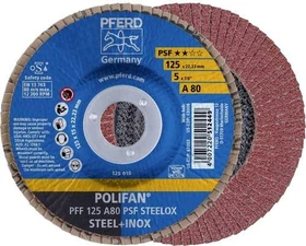 Pferd PFF 125 A 80 PSF STEELOX POLIFAN Fächerschleifscheibe K80, 125x22.23mm, 10 Stück