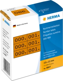 Herma Zahlenetiketten dreifach, 22x10mm, schwarz/braun, 1er-Pack (3000 Etiketten)