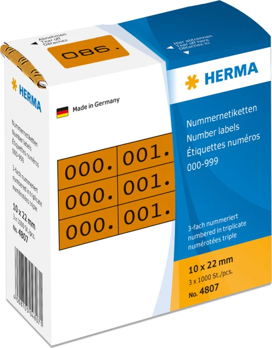Herma Zahlenetiketten dreifach, 22x10mm, schwarz/braun, 1er-Pack (3000 Etiketten)