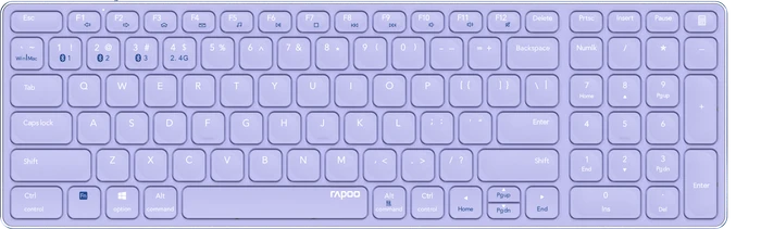 Rapoo E9700M Multi-mode Wireless Ultra-slim Keyboard violett, USB/Bluetooth, DE