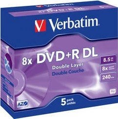 Verbatim DVD+R 8.5GB, 8x, 5er Jewelcase