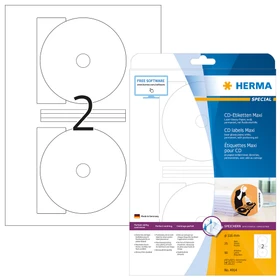 Herma CD-Folienetiketten mit kleinem Spindelloch, 116mm, transparent, glänzend, 25 Blatt (50 Etiketten)
