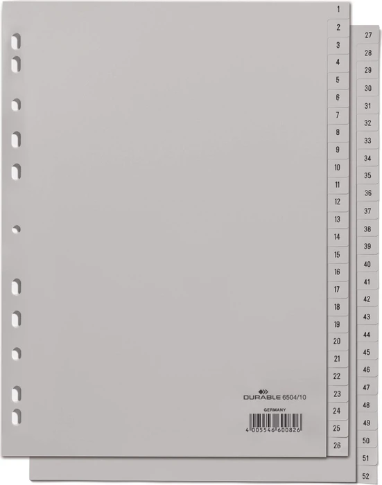 Durable Zahlenregister A4, grau, 52er Teilung
