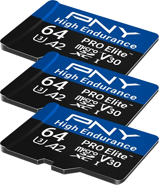 PNY Pro Elite High Endurance R100 64GB Kit, UHS-I U3, A2, Class 10, 3er-Pack