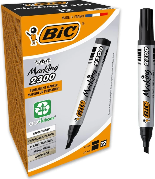 BIC Marking 2300 ECOlutions Permanentmarker Keilspitze 3.7-5.5mm schwarz, 12er-Pack, Box