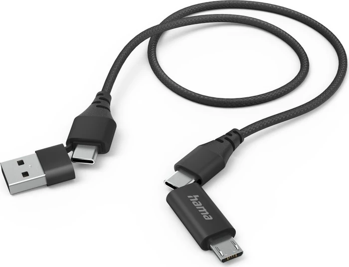 Hama 4in1 Multi-Ladekabel USB-C und USB-A - USB-C und Micro-USB 1.5m schwarz