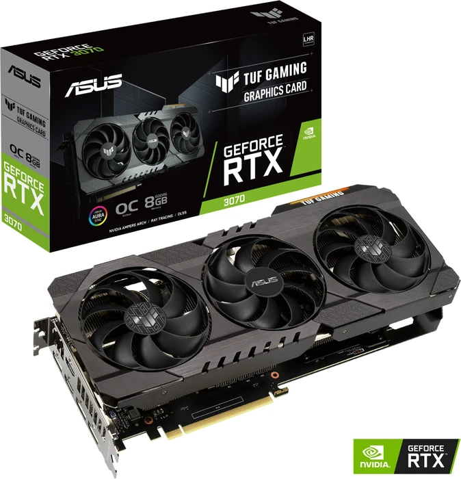 ASUS TUF Gaming GeForce RTX 3070 OC V2 (LHR), TUF-RTX3070-O8G-V2-GAMING, 8GB GDDR6, 2x HDMI, 3x DP