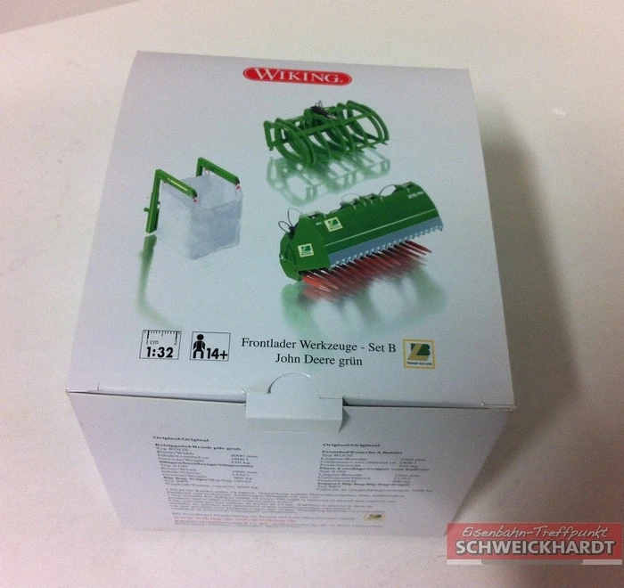 Wiking Die-Cast Frontlader Werkzeuge Set B John Deere grün