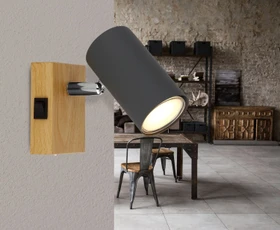 Globo Robby Spot 1-flammig holzoptik/graphit