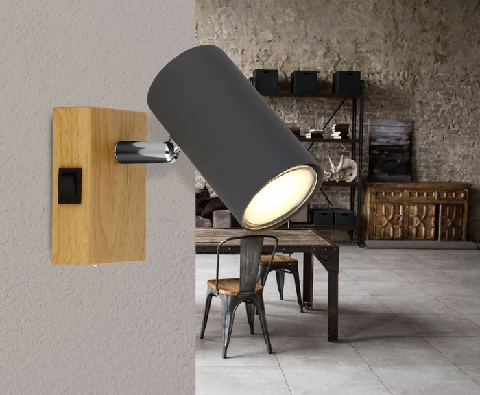 Globo Robby Spot 1-flammig holzoptik/graphit