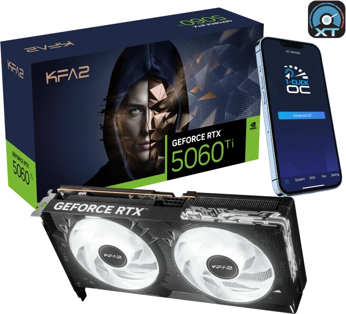 KFA2 GeForce RTX 5060 Ti 16GB 1-Click OC, 16GB GDDR7, HDMI, 3x DP