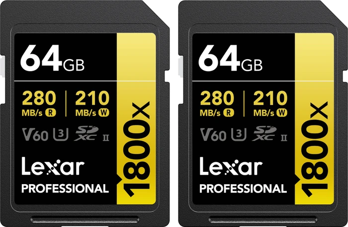Lexar Professional 1800x Gold Series R280/W210 64GB, UHS-II U3, Class 10, 2er-Pack