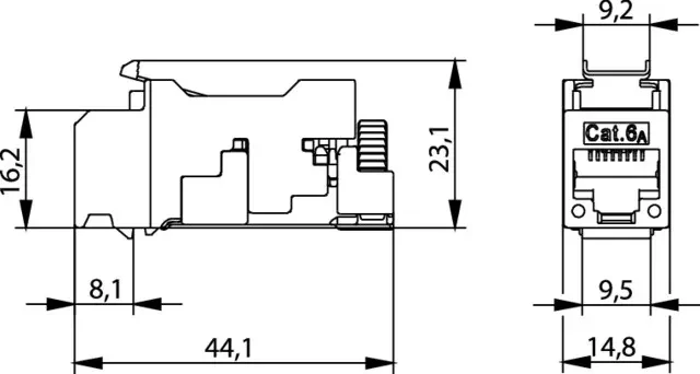 Telegärtner AMJ-S Modul T568B, RJ-45/RJ-11/RJ-12 Cat6a, feldkonfektionierbar, 2er-Pack