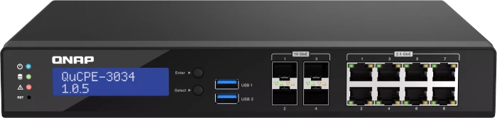 QNAP QuCPE-303x Dual-System VM-Host & Desktop 2.5G Managed Switch, 8x RJ-45, 4x SFP+