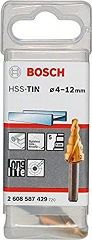 Bosch Professional HSS-TiN Stufenbohrer, 4-12x20x50mm, 1 Stück