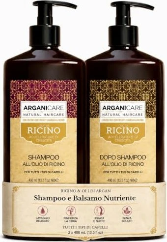 Arganicare Ricin Hair Growth Stimulator Shampoo 400ml + Conditioner 400ml Geschenkset