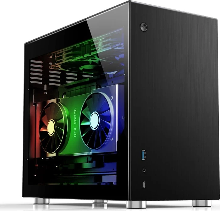 Jonsbo V10, schwarz, Glasfenster, Mini-ITX