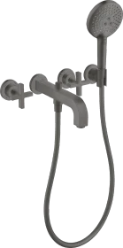 Hansgrohe Axor Citterio 3-Loch Wannenkombination mit Kreuzgriffen und Rosetten brushed black chrome