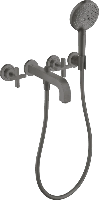 Hansgrohe Axor Citterio 3-Loch Wannenkombination mit Kreuzgriffen und Rosetten brushed black chrome