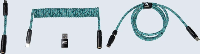 Wooting Premium Cable Set, USB-C/USB-A, Tastaturkabel (Spiral-Textilkabel), Cyber Teal