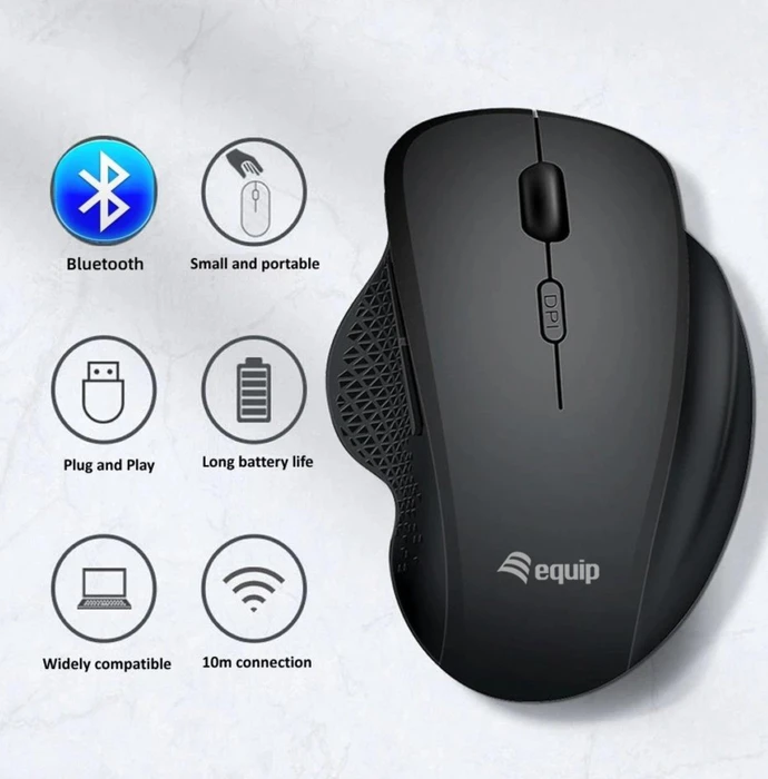 Equip Rechargeable Dual Mode Wireless Mouse schwarz, USB/Bluetooth