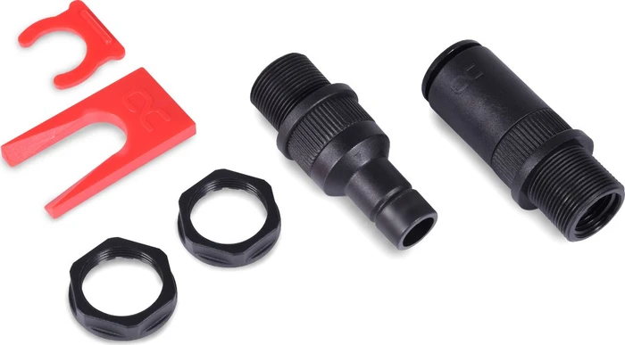 Alphacool ES Schnellverschluss Kupplung Set PushIn Industry Version G1/4" IG/IG Schottverschraubung, schwarz