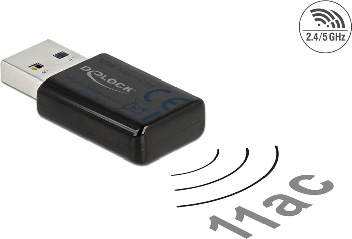 DeLOCK USB 3.0 DualBand Micro Stick, schwarz, 2.4GHz/5GHz WLAN, USB-A 3.0 [Stecker]