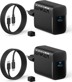 Anker Ladegerät (45W, 2er-Pack) mit 2 USB-C-Kabel schwarz