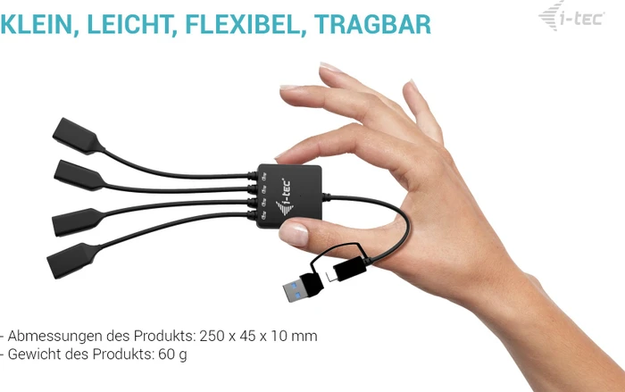 i-tec USB-C/USB-A Cable HUB 4 port, USB-C/USB-A 3.0 [Stecker]