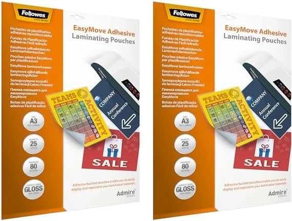 Fellowes Laminierfolien Admire EasyDisplay, A3, 2x 80µm, glänzend, 25 Stück