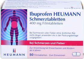 Ibuprofen 400mg Schmerztabletten Heumann Filmtabletten, 50 Stück