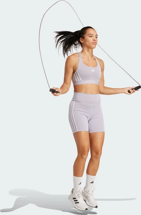 adidas Training Essentials 3-Streifen High-Waisted Hose kurz glory grey (Damen)