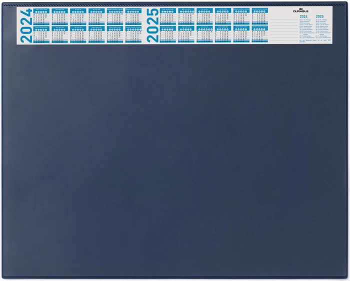 Durable 7204 Schreibunterlage mit Jahreskalender und transparenter Abdeckung, 650x520mm, blau