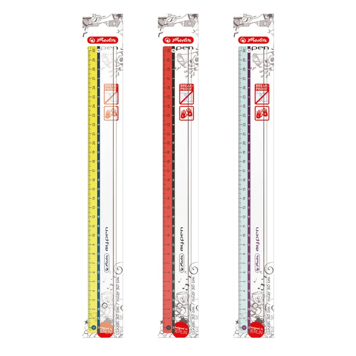 Herlitz my.pen Lineal 30cm, gelb/transparent/rot/blau