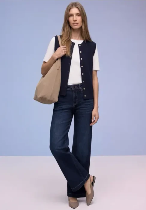 Street One Wide Leg Jeans deep indigo/soft washed (Damen)