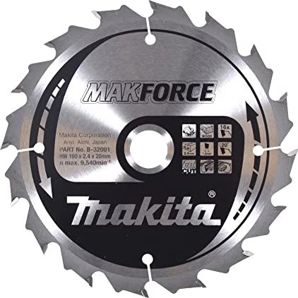 Makita MakForce Kreissägeblatt 16Z, 160x2.4x20mm, 1 Stück