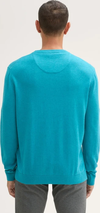 Tom Tailor Basic Baumwolle Strickpullover turquoise blue melange (Herren)
