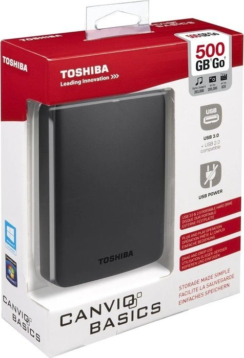 Toshiba Canvio Basics, 500GB, USB 3.0 Micro-B