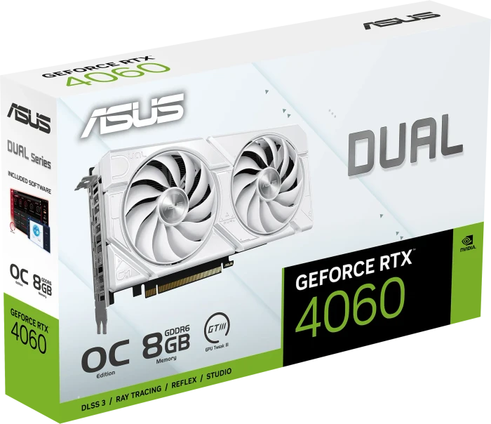 ASUS Dual GeForce RTX 4060 EVO White, DUAL-RTX4060-8G-EVO-WHITE, 8GB GDDR6, HDMI, 3x DP, retail