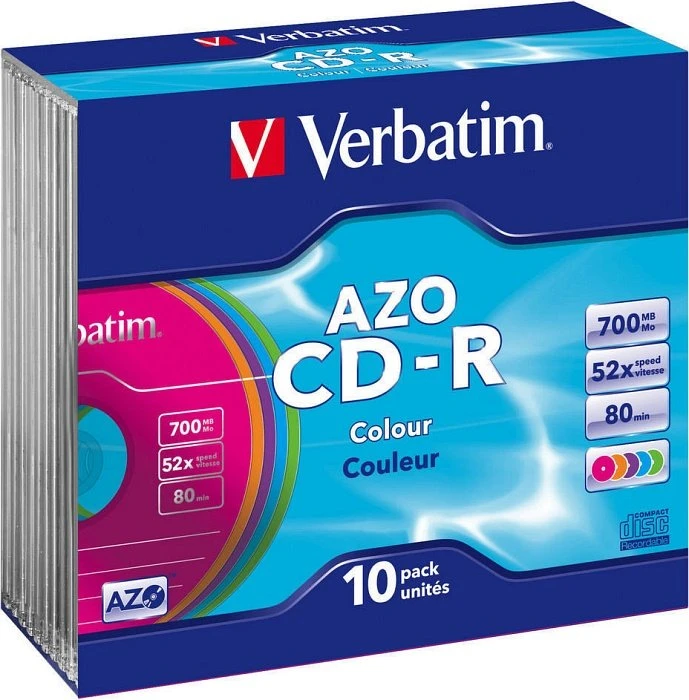 Verbatim Azo Colour CD-R 80min/700MB, 10er Pack