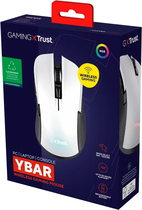 Trust Gaming GXT 923W YBAR Wireless Gaming Mouse weiß/schwarz, USB