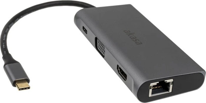 Akasa 9-in-1 Dock, USB-Hub, Dual-Slot-Cardreader, USB-C 3.0 [Stecker]