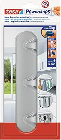 tesa Powerstrips Hakenleiste chrom chrom, 1 Stück
